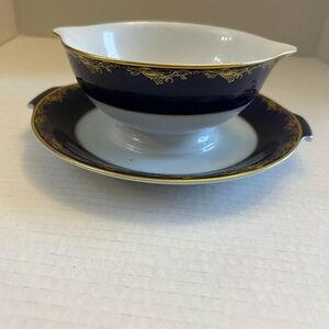 Rosenthal, Fredrick The Great”, navy blue &with gold trim, Gravy Boat